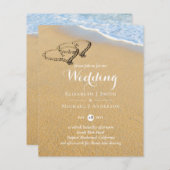 Papier Coeurs dans Sand Tropical Beach Ocean Mariage Budg (Devant / Derrière)