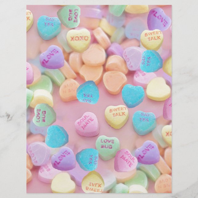 Papier coeurs de bonbons valentines (Devant)