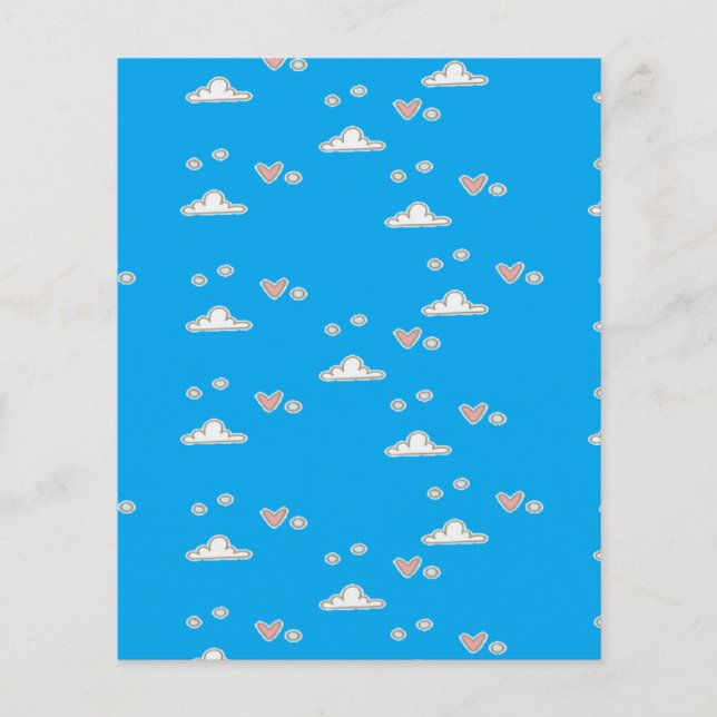 Papier Coeurs et nuages sur le bleu (Devant)