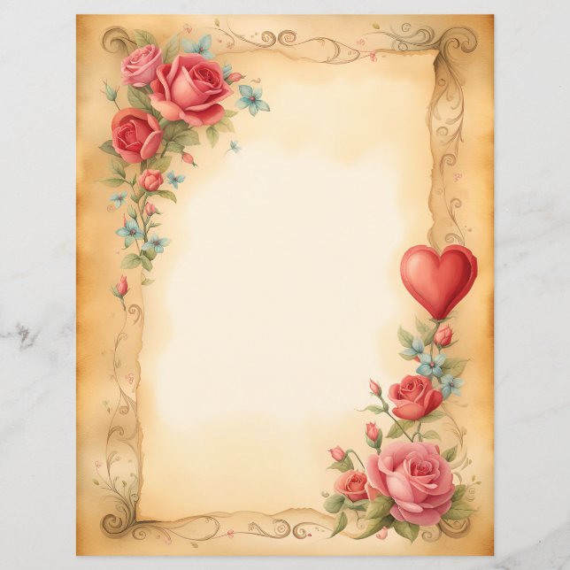 Papier Coeurs et Rose (Devant)