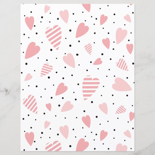 Papier Coeurs roses Pois noirs (Devant)