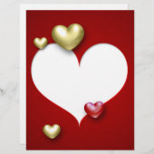 Papier Coeurs Valentin Rouge Or Moderne (Devant / Derrière)