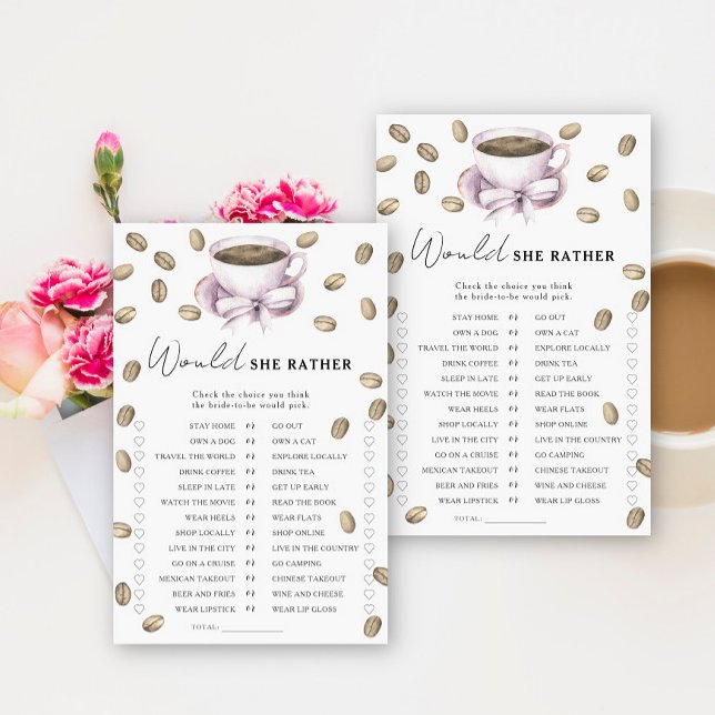 Papier Coffee Bow nuptiale Douche préférerait-elle jouer (Créateur téléchargé)