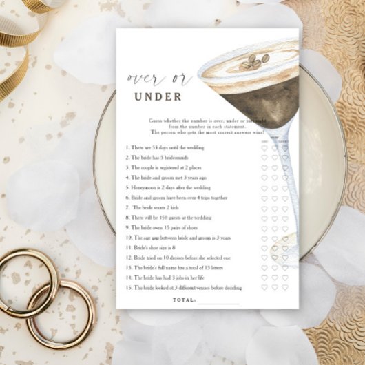 Papier Coffee martini nuptiale Douche sur ou sous le jeu