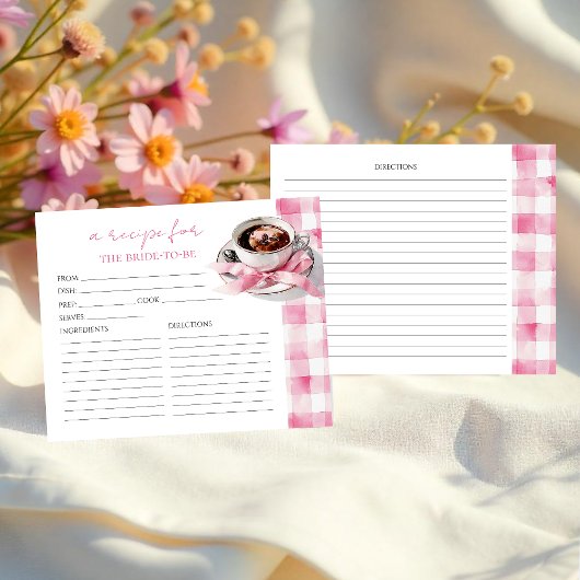 Papier Coffee Pink Bow Bridal Shower Recipe Cards
