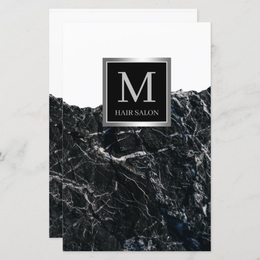 Papier Coiffeur design noir argent (Devant / Derrière)