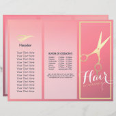 Papier Coiffeuse de maquillage Salon Ciseaux Or Tri-Fold (Devant / Derrière)