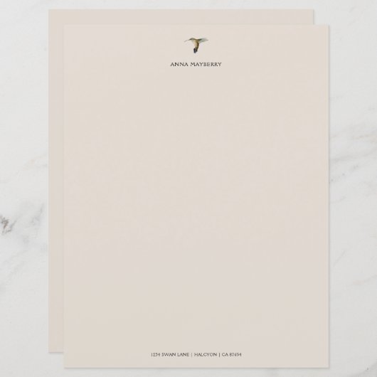 Papier Colibri d'Allen (Devant / Derrière)