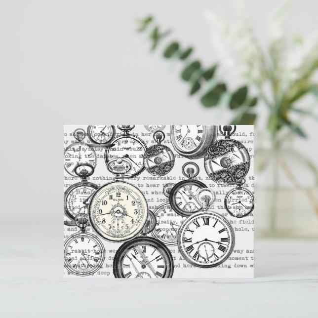 Papier Collage de montres de poche victorienne Alice au p (Debout devant)