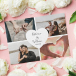 Papier Collage de photos budgétaires Invitations de maria<br><div class="desc">Invitation vos invités à célébrer votre jour de mariage, avec cet élégant collage photo, avec 4 photographes un coeur avec les noms de la mariée et du marié et la date du mariage. Overleaf est un modèle mariage élégant qui est facile à customiser. * Veuillez noter que ce dessin est...</div>