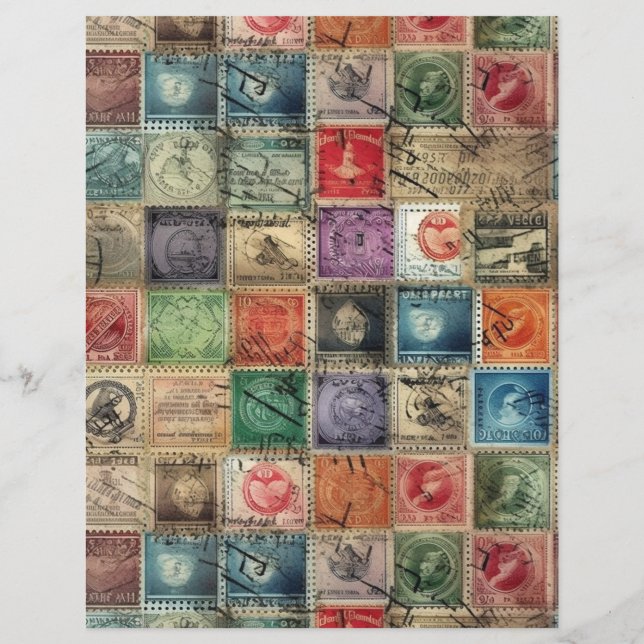 Papier Collage de timbres-poste fantaisistes 7 (Dos)