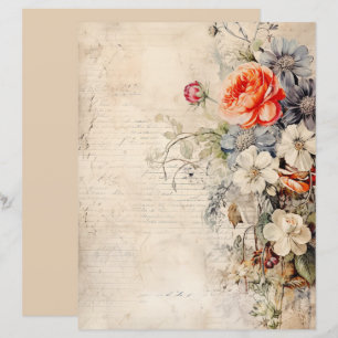 Papier Collage Fleurs Vintage 1