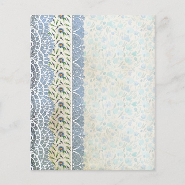 Papier Collage floral bleu Shabby (Devant)