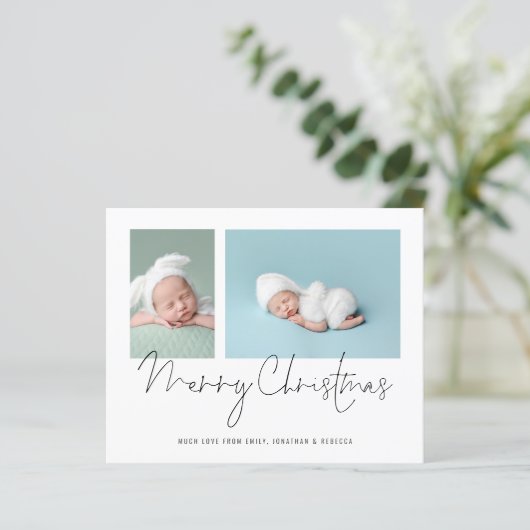 Papier Collage photo Budget 2 Bébé Premier Noël (Debout devant)