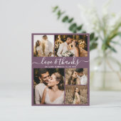 Papier Collage photo budget Mauve Mariage Merci circulair (Debout devant)