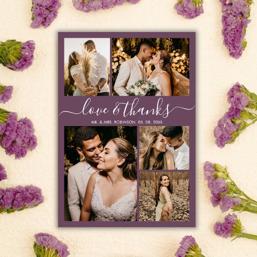 Papier Collage photo budget Mauve Mariage Merci circulair