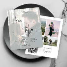 Collage photo budget QR CODE faire-part de mariage