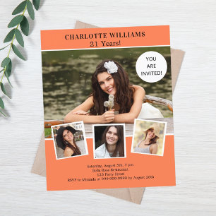 Papier Collage photo corail invitation anniversaire