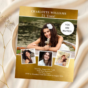 Papier Collage photo or invitation d'anniversaire