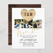 Papier Collage photo rustique moderne Invitations de mari (Devant / Derrière)