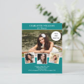 Papier Collage photo vert turquoise invitation anniversai (Debout devant)