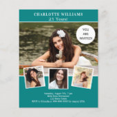 Papier Collage photo vert turquoise invitation anniversai (Devant)