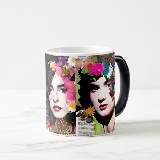 Papier Collage Style Art | Dames Magische Mok (Voorkant rechts)