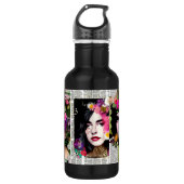 Papier Collage Style Art |  Dames Waterfles (Voorkant)