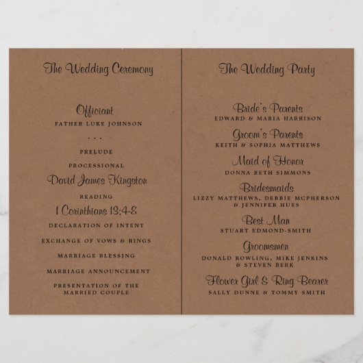 Papier Collection de Mariages Rustic Kraft (Dos)