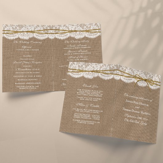 Papier Collection de Mariages Rustic Twine Bow - Programm