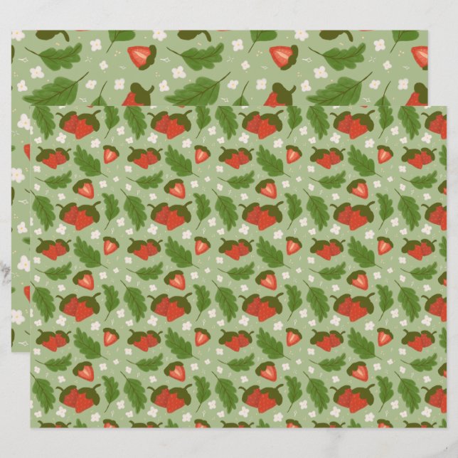 Papier Collection de Motifs de paniers de fruits - Fraise (Devant / Derrière)