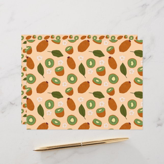 Papier Collection de Motifs de paniers de fruits - Kiwi (Devant/Arrière en situation)