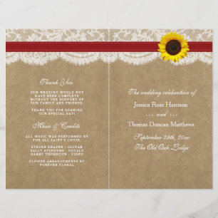 Papier Collection Kraft, dentelle et tournesol - Rouge