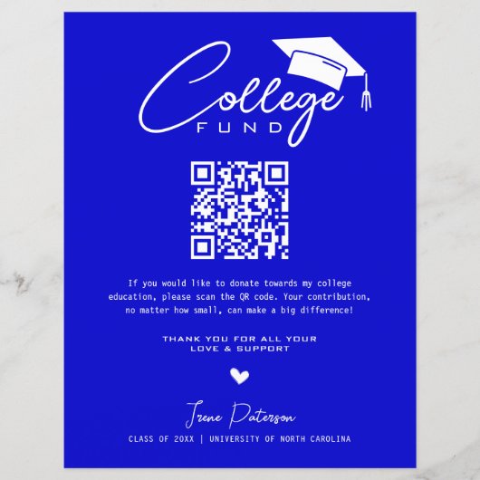 Papier College Fund Qr Code Moyen Bleu Graduation moderne (Devant)
