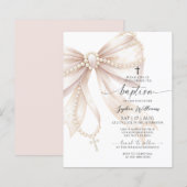 Papier Collier de perles bon marché Invitation de baptême (Devant / Derrière)