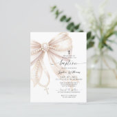 Papier Collier de perles bon marché Invitation de baptême (Debout devant)