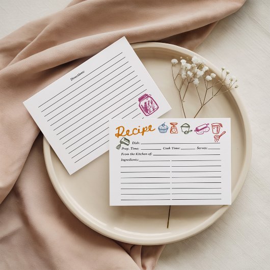 Papier Colorful Hand Drawn Recipe Card