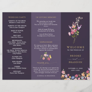 Papier Colorful Spring Fleur sauvage Meadow Wedding Progr