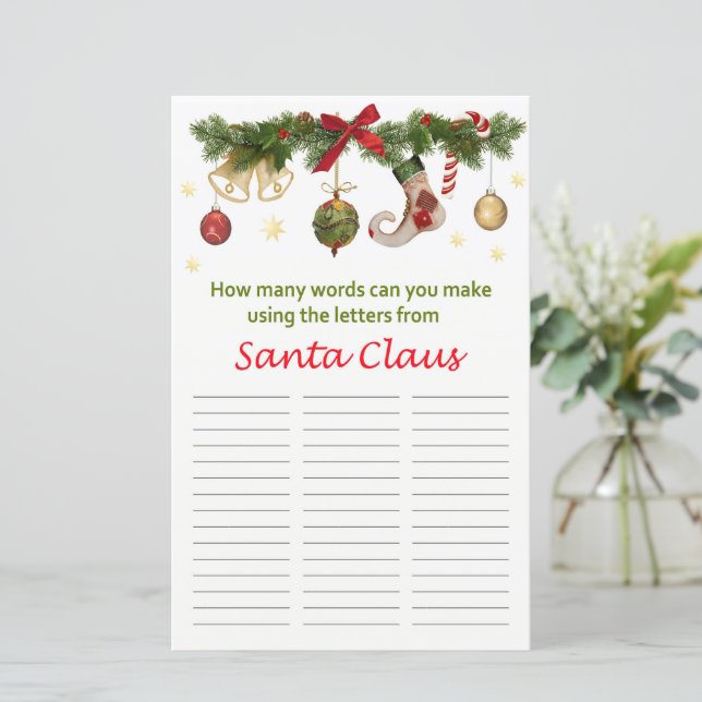 Papier Combien de mots pouvez-vous faire de Sanda Claus (Debout devant)