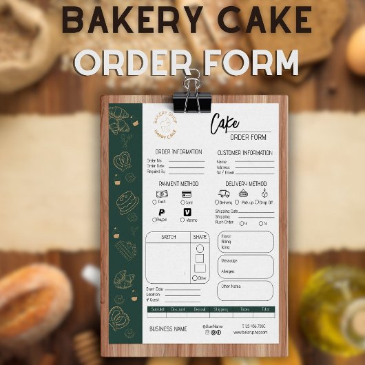 Papier Commande de gâteau Boulangerie Petite entreprise M
