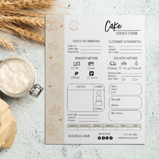 Papier Commander Formulaire Boulangerie Petit Mariage d'e