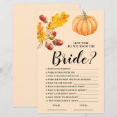 Papier Comment bien vous connaissez Bride Fall Citrouille (Devant / Derrière)