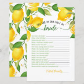 Papier Comment Connaissez-Vous la Mariée - Citron (Devant / Derrière)