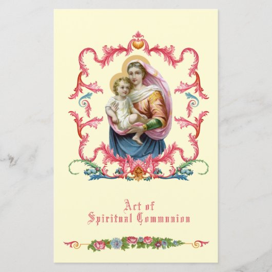 Papier Communion spirituelle religieuse catholique Marie  (Devant)