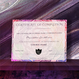 Papier Completion Certificate colorful Mandala Yoga Reiki