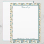 Papier Conception de bordure à rayures florales bleues pe (Devant / Derrière)