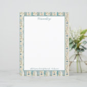 Papier Conception de bordure à rayures florales bleues pe (Debout devant)