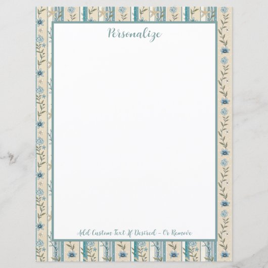 Papier Conception de bordure à rayures florales bleues pe (Devant)
