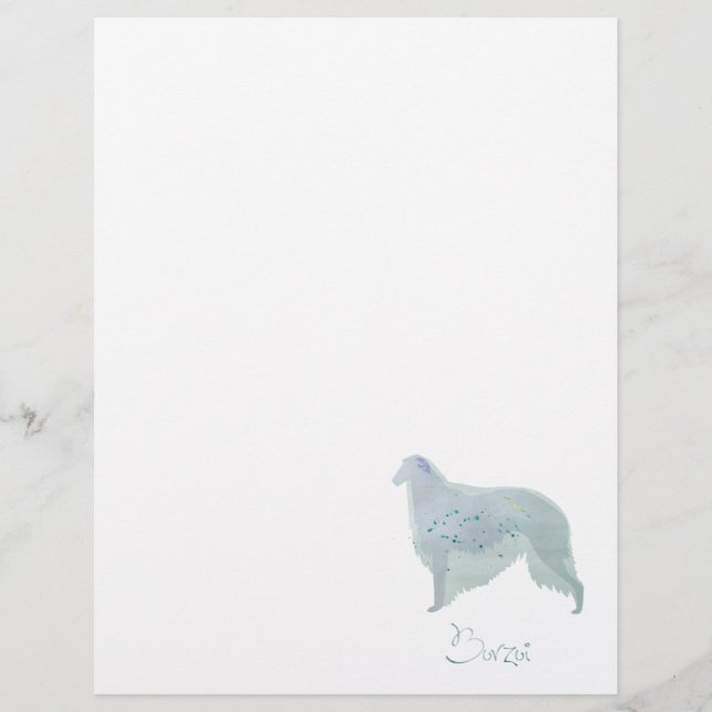 Papier Conception de l'aquarelle de Chien Borzoi (Devant)