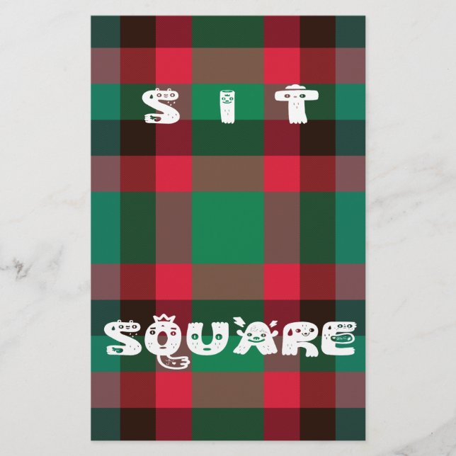 Papier Conception de plaid couleur rouge et vert tartan (Devant)